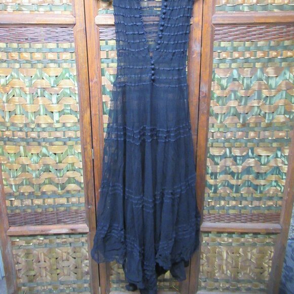 Unique Vintage Goth Elastic Bare/Sheer Midi Dress - Picture 5 of 7